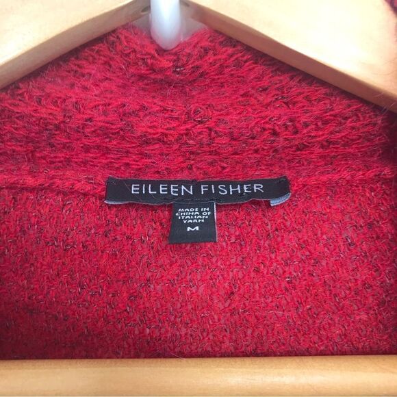 Eileen Fisher Red Mohair Cashmere Wool Blend Open Front Cardigan Sweater - Picture 12 of 15